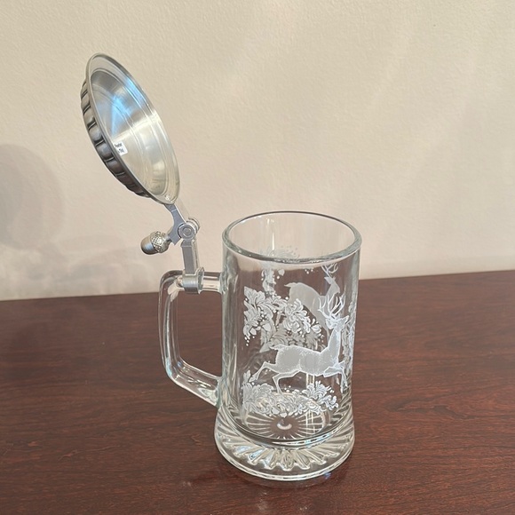 Glass Beer Stein with Silver Lid - Picture 3 of 3